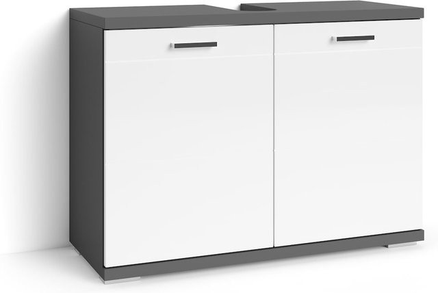 Waschbeckenunterschrank byLIVING NEBRASKA in Anthrazit und Weiß mit Hochglanz-Finish, B/H/T: 80 x 59 x 31,5 cm - Bild 1