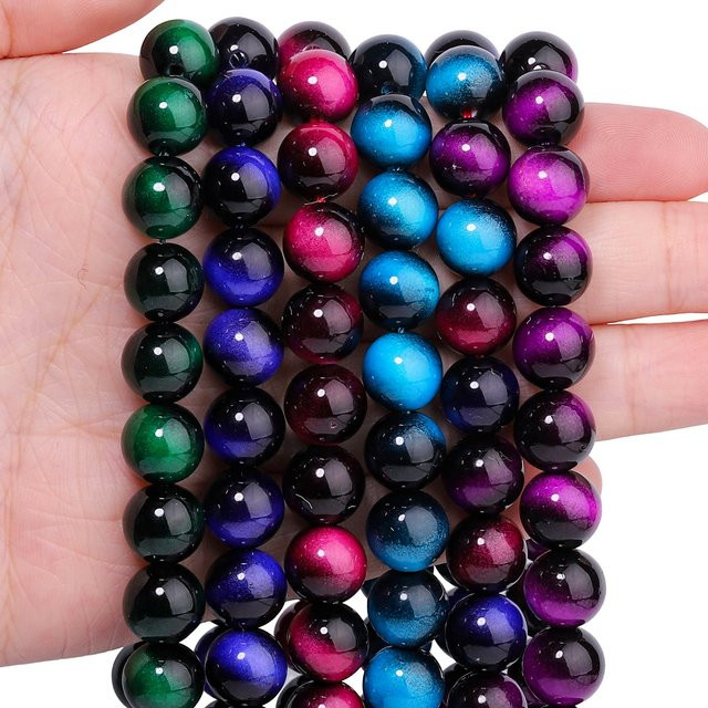 Perlen Tigerauge-Stil Türkis, Bunt, Unisex - Bild 1