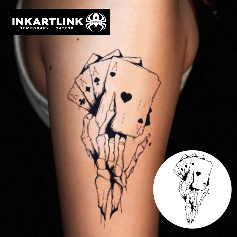 Skeleton Poker Temporärer Tattoo-Aufkleber, wasserfest, semi-permanent - Bild 2