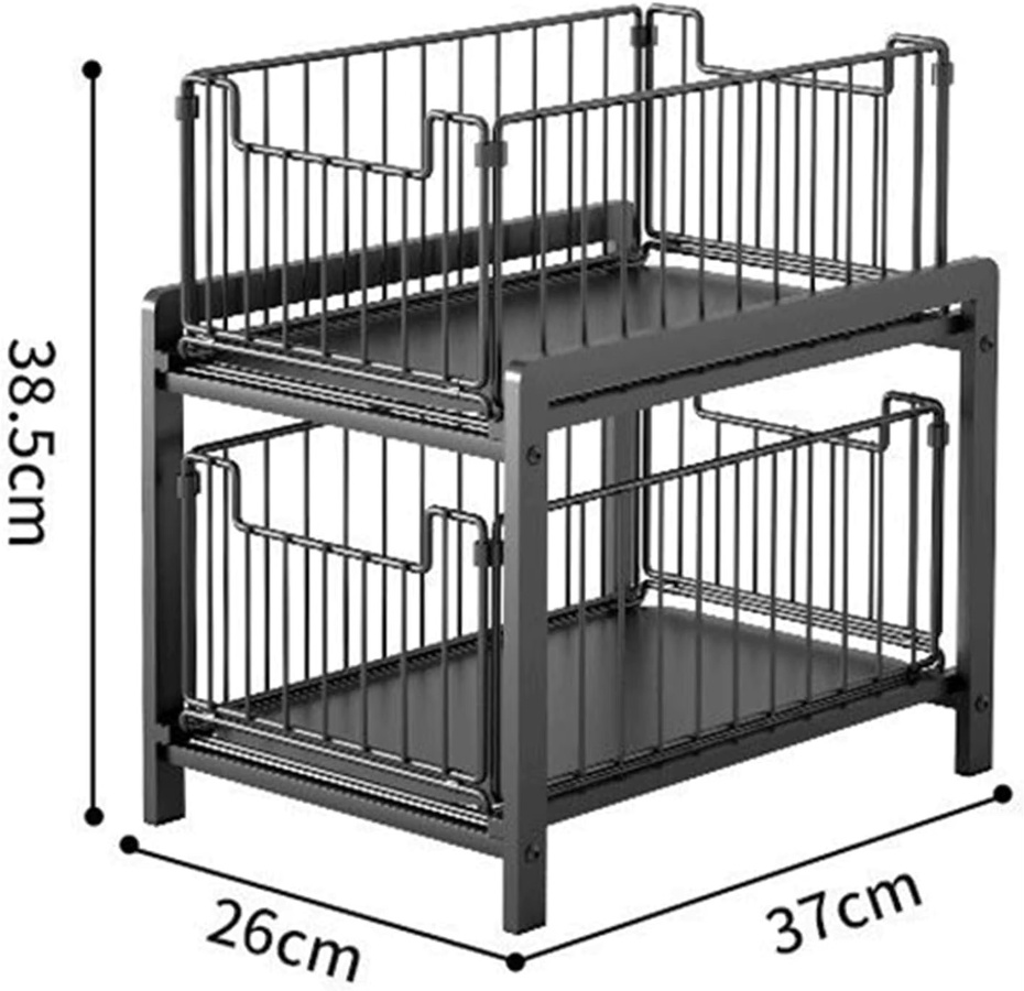 Garvee 2er-Pack ausziehbare Aufbewahrungskörbe aus Metall in Schwarz für Schrank und Spüle - Bild 6