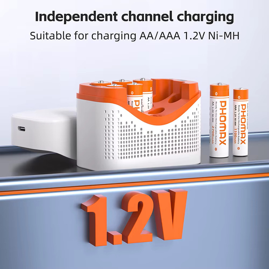 PHOMAX Ni-MH Akku Ladegerät für AA und AAA Batterien in Weiß - Bild 2