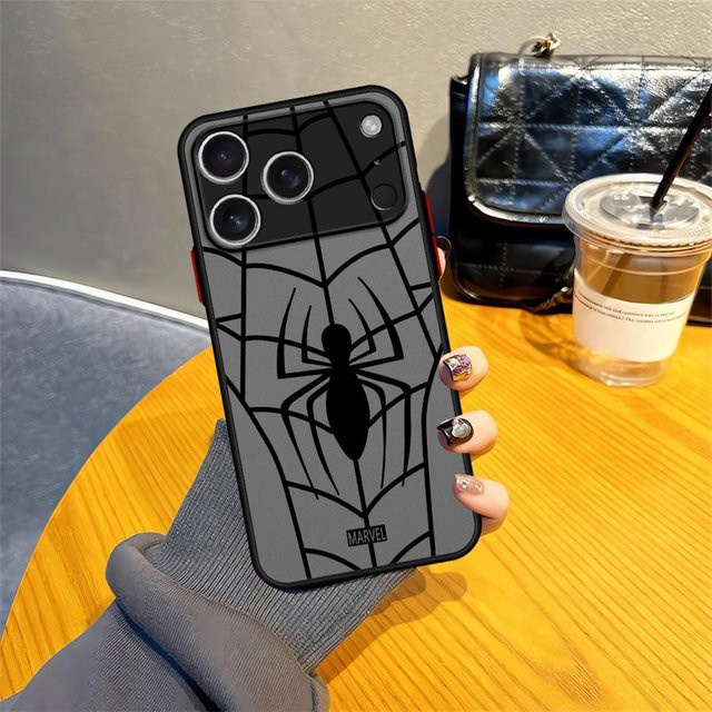 Marvel Spider Man Spinnennetz Handyhülle für Apple iPhone kompatibel mit iPhone 17 16 Pro Max 15 Plus 14 13 Mini 12 11 XS 17 Air 16e SE (2022) transparent/schwarz - Bild 1