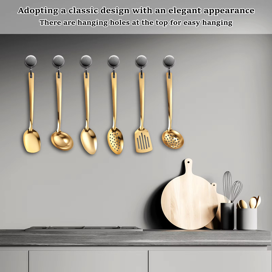 6-teiliges Küchenutensilien-Set von Willstar aus Edelstahl in Silber oder Gold, ideal für antihaftbeschichtete Pfannen mit Aufhängemöglichkeit - Bild 2