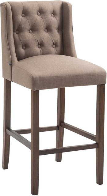 TPFLiving Barhocker Cassado mit Gestell in Antik-dunkel und Stoff in Taupe/Beige, gesteppt, aus Kautschukholz, B/T/H: 51 x 56 x 111 cm - Bild 1
