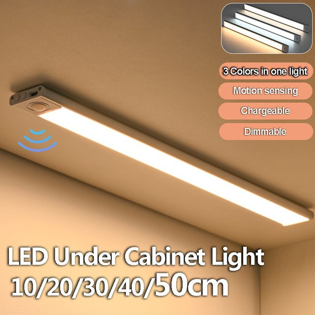 VENUSWING 3 in 1 LED Unterbauleuchte mit Bewegungssensor, wiederaufladbares Nachtlicht für Küche und Möbel, Weiß - Bild 1