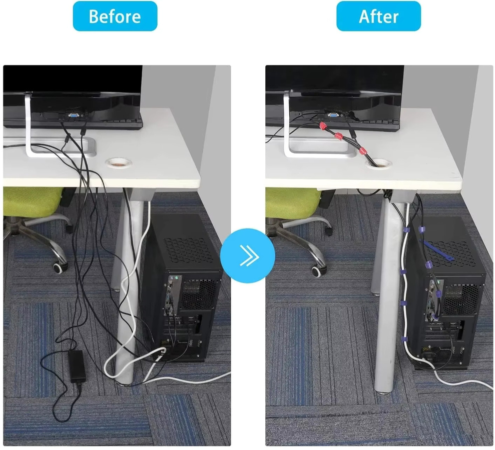 Wiederverwendbare Kabel-Organizer und Kabel-Protektoren in Weiß und Multicolour für Ladegeräte, Kopfhörer, Maus und Tastatur - Bild 2