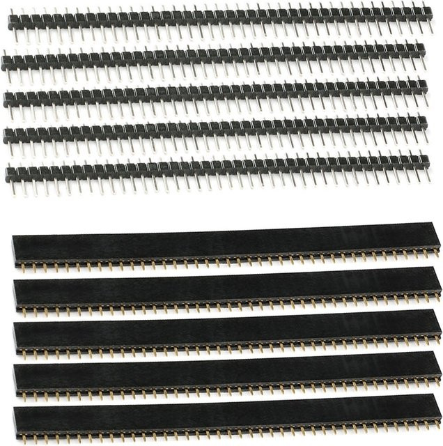 10er Set Einreihige Weibliche PCB Buchsen mit 40 Pin und 2,54 mm Pitch in Schwarz für Arduino - Bild 1