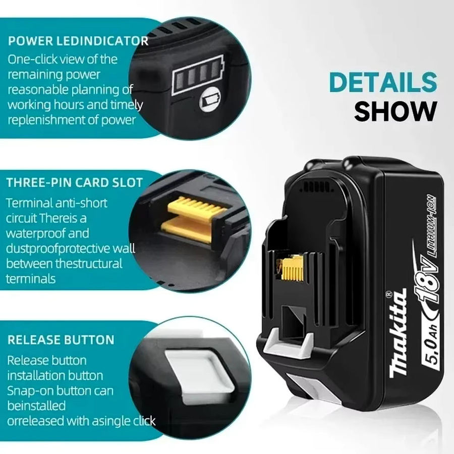Makita 18V Lithium-Ionen-Akku BL1850B mit 5Ah in Schwarz - Bild 2