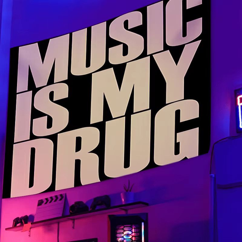Dekorativer Wandteppich aus Polyester von Vibe-Kreating mit Musik-Motiv für Wohnzimmer und Schlafzimmer - Bild 3