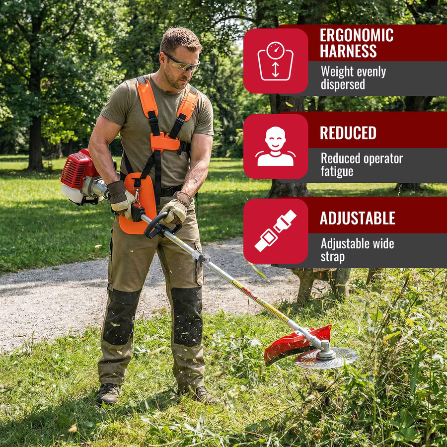 CONENTOOL 5-in-1 Benzin-Trimmer mit 52cc 2-Takt-Motor und 2,5KW in Rot - Bild 3