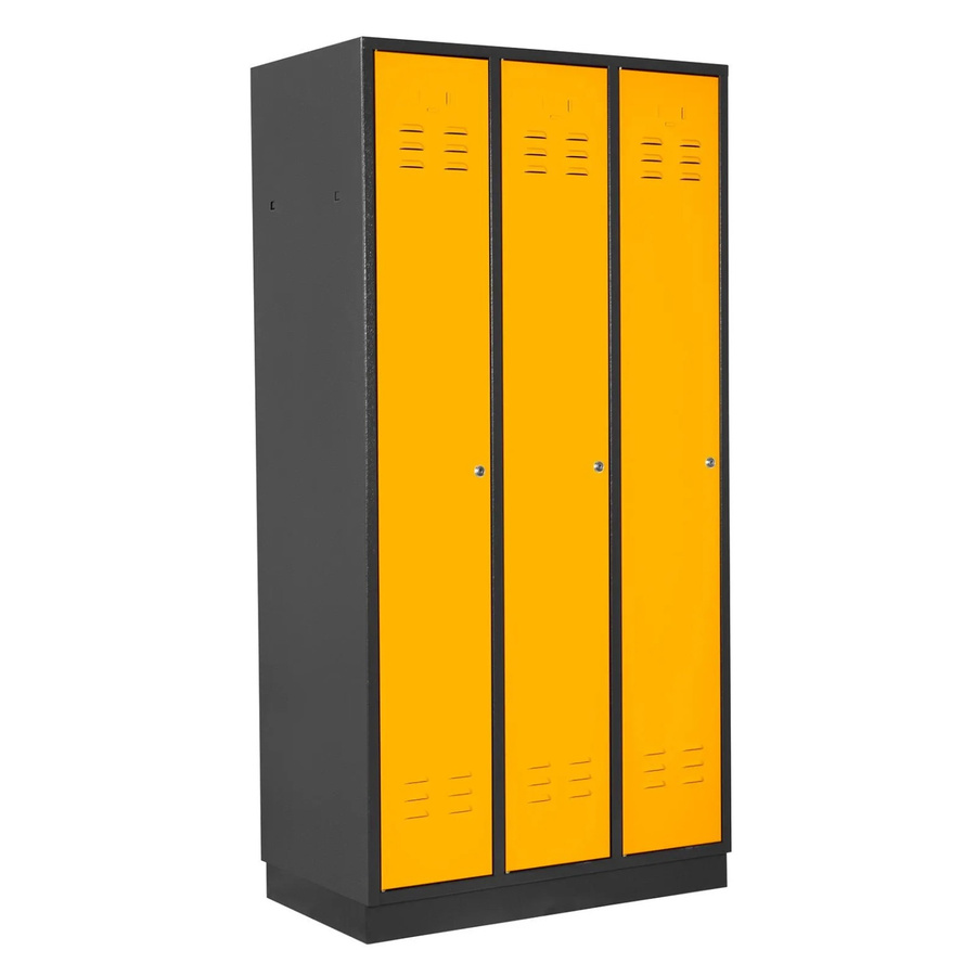 PROREGAL Garderobenschrank Ermine mit 3 Türen aus Stahlblech, Anthrazit-Gelb, H x B x T: 177,5 x 89 x 50 cm - Bild 2