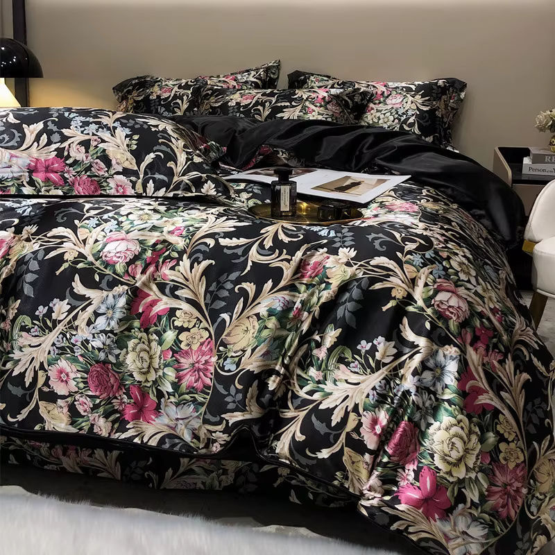 CHA YU PAI Bettwäsche-Set aus Naturseide mit floralem Design, Queen Size, 4-teilig, Multicolour - Bild 2