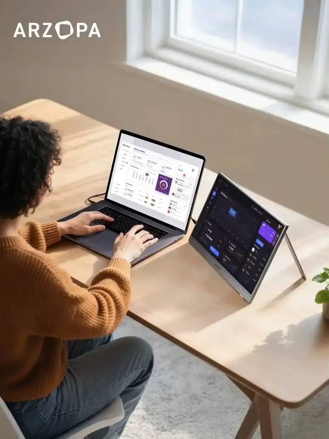 Arzopa Z1RC Tragbarer Monitor 16 Zoll mit 2K QHD IPS-Bildschirm, Schwarz, USB-C und Mini HDMI für Laptop, PC, Mac und Konsolen - Bild 3