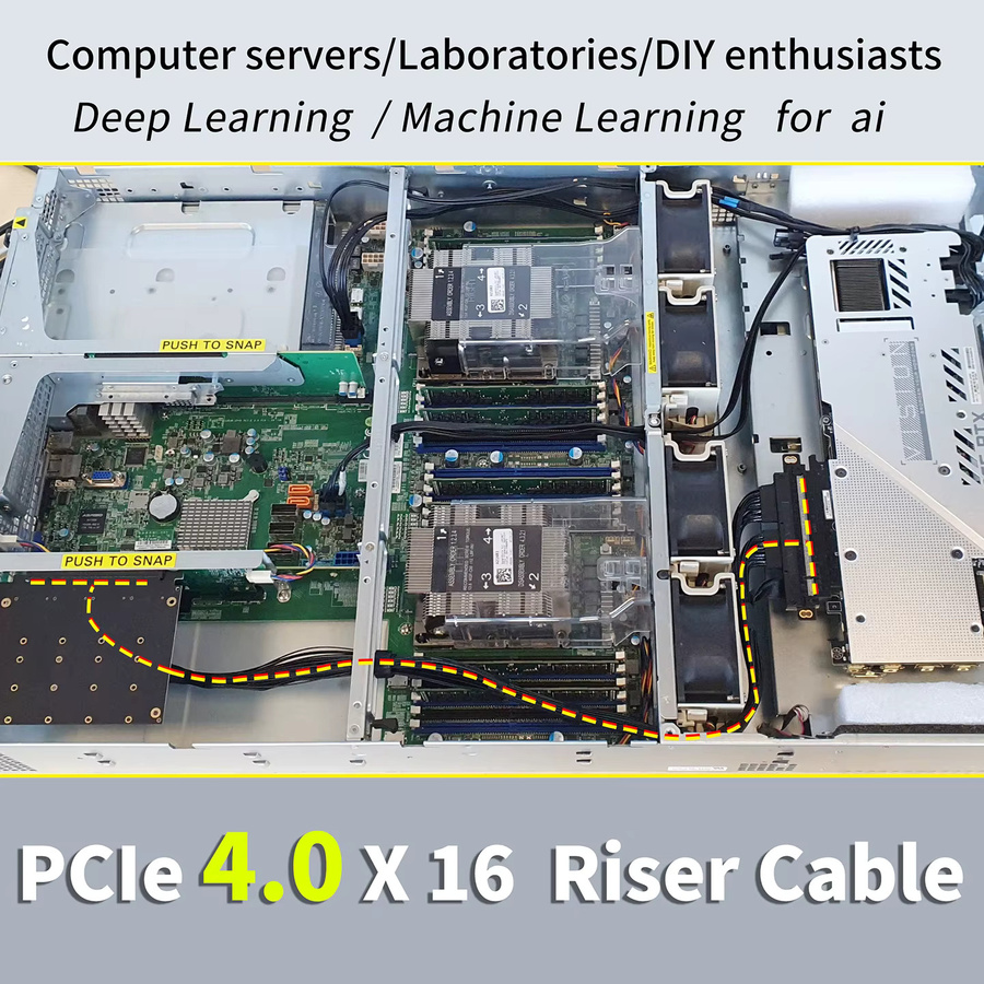 GIGA-MEGA PCIe 4.0 x16 GPU-Riser-Kabel Gen4, hochgeschwindigkeits-abgeschirmtes Verlängerungskabel für Grafikkarten in Schwarz - Bild 2