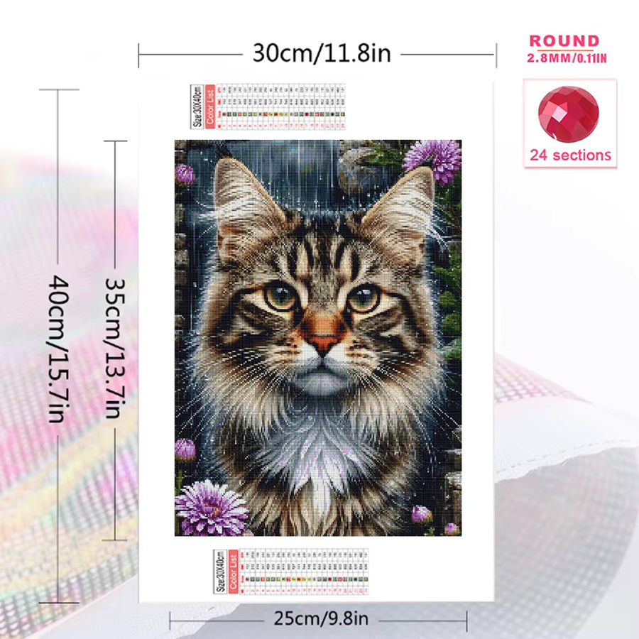 Momoart Katzen-Diamantmalerei DIY-Mosaik-Bild für Erwachsene in Mehrfarbig, B/H: 30 x 30 cm - Bild 2