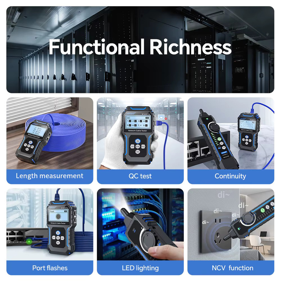 NOYAFA NF-8209Pro Netzwerkkabeltester mit Kabeltracker für Cat5 Cat6 PoE und Längendurchgangsprüfung sowie NCV in Schwarz - Bild 6