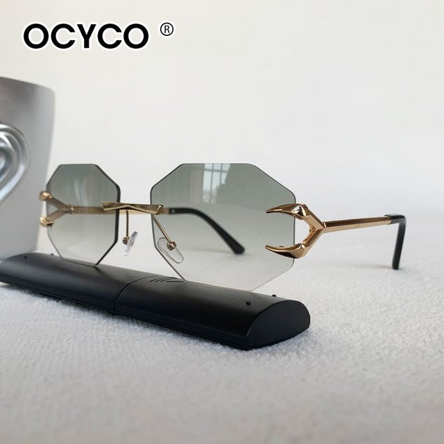 OCYCO Sonnenbrille, randlos, hexagonal, Metall, braun, Unisex - Bild 1