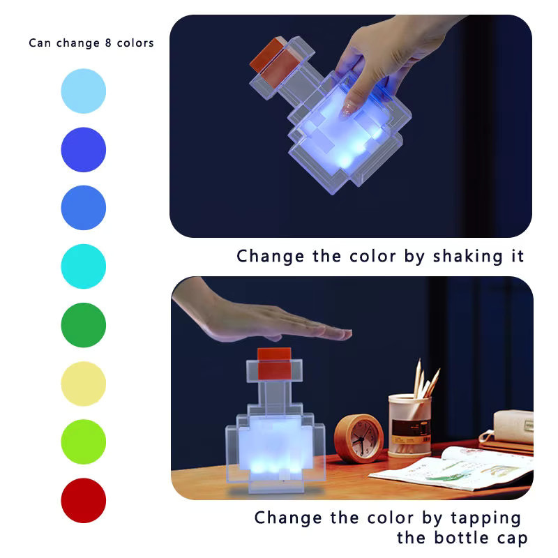 MC Game Zaubertrank-Flaschen-Nachtlicht mit 7 Farben wechselnder LED, Tippsteuerung und wiederaufladbarer Stimmungslampe in Multicolour - Bild 4