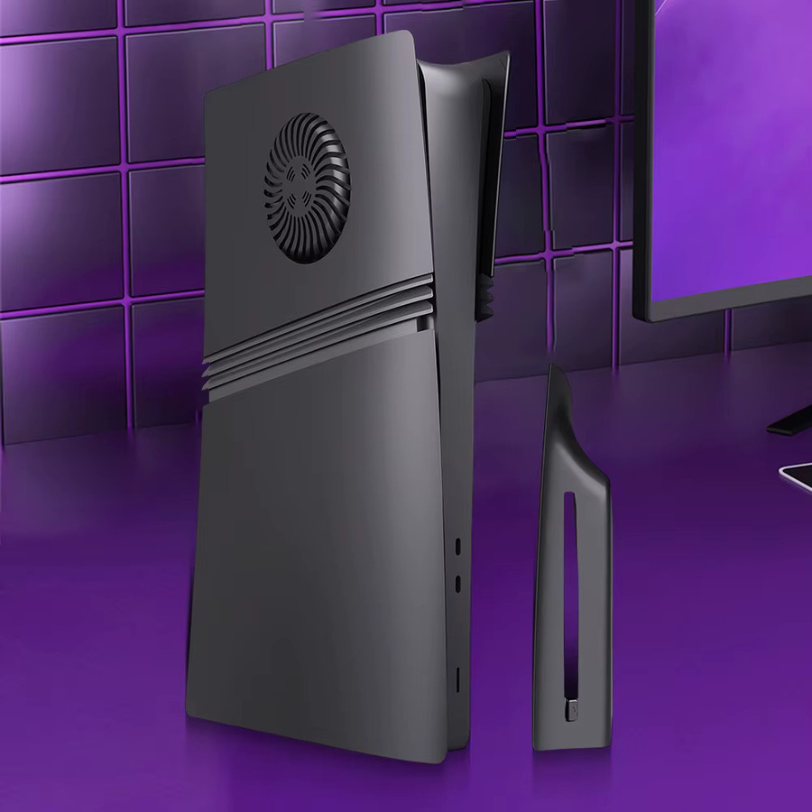 VODOOL ABS-Hartschalenhülle für PS5 Pro Disc und Digital Edition in Schwarz als Frontplatten- und Seitenplatten-Schutzhülle zum Staubschutz - Bild 4