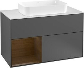 Villeroy & Boch Waschtischunterschrank Finion mit Abdeckplatte, Farbe Weiß und Anthrazit, B: 100 cm, T: 50,1 cm - Bild 1