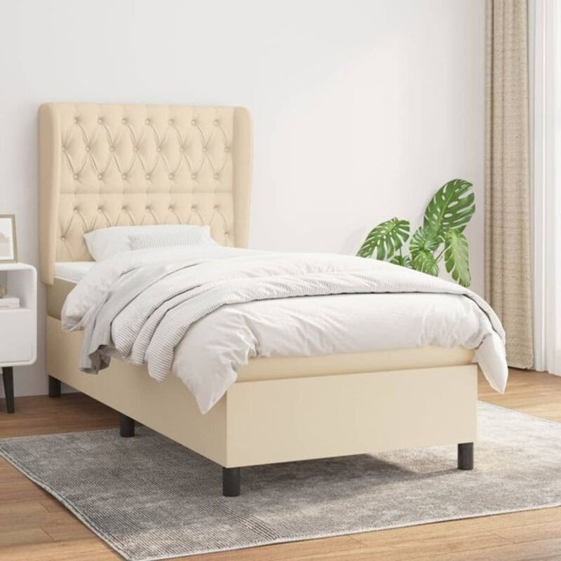 vidaxl Boxspringbett mit Matratze aus Stoff in Beige B/T/H: 100 x 200 x 118 cm - Bild 1