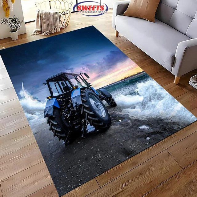 JGJG Teppich mit Traktor-Muster, rutschfest und maschinengewebt, Mehrfarbig, B/T: 60 x 40 cm - Bild 1