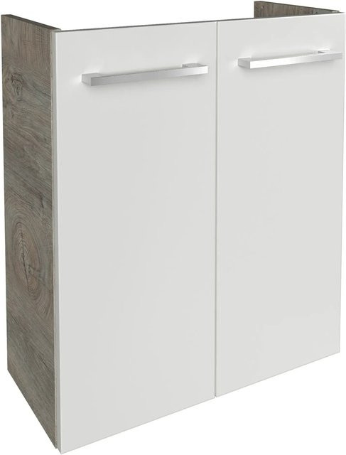 Fackelmann Waschbeckenunterschrank SBC Gäste Bad, Eiche Natur/Weiß Hochglanz, B/H/T: 52 x 60 x 24,3 cm - Bild 1