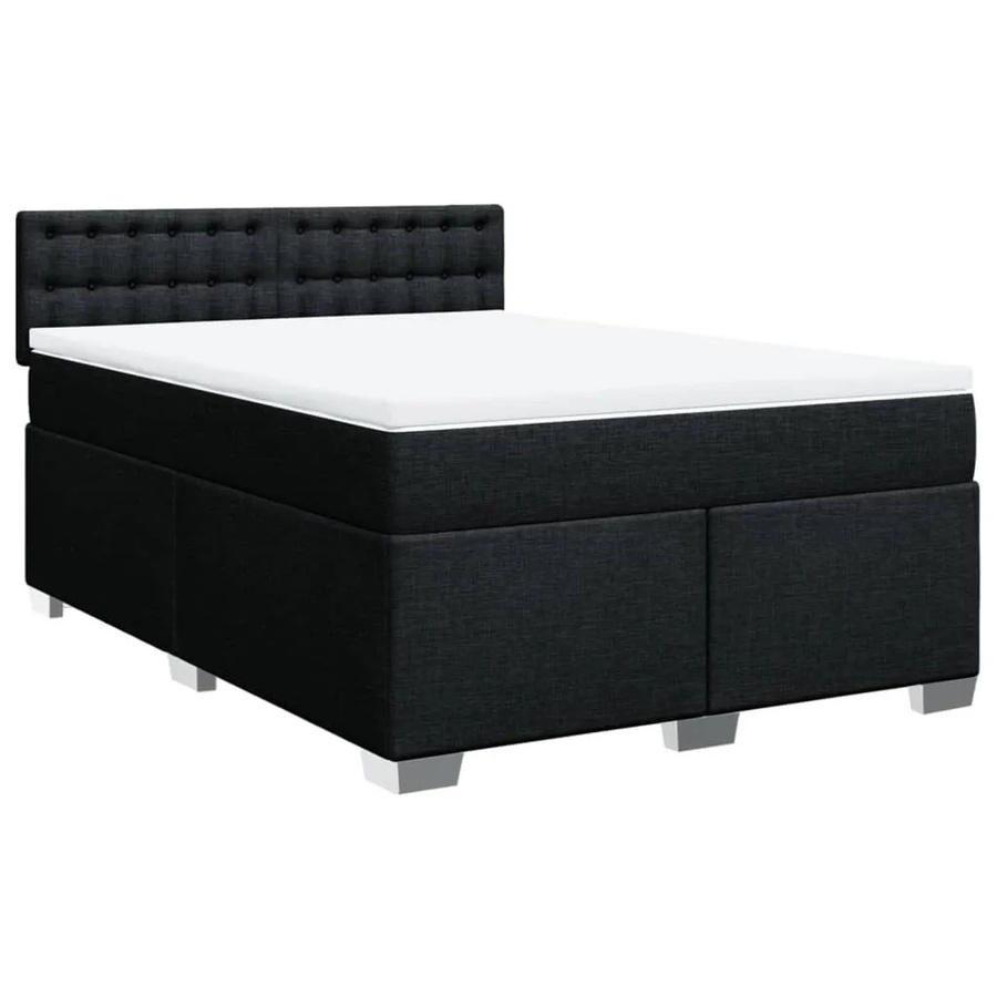 vidaXL Boxspringbett mit Matratze Schwarz, Hybrid-Bett mit USB-Ladeport und Unterbettbeleuchtung, B/T/H: 140 x 200 x 144 cm - Bild 2