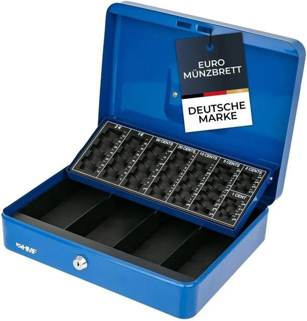 HMF Geldkassette mit Münzzählbrett in Blau, B/T/H: 30 x 24 x 8 cm - Bild 1