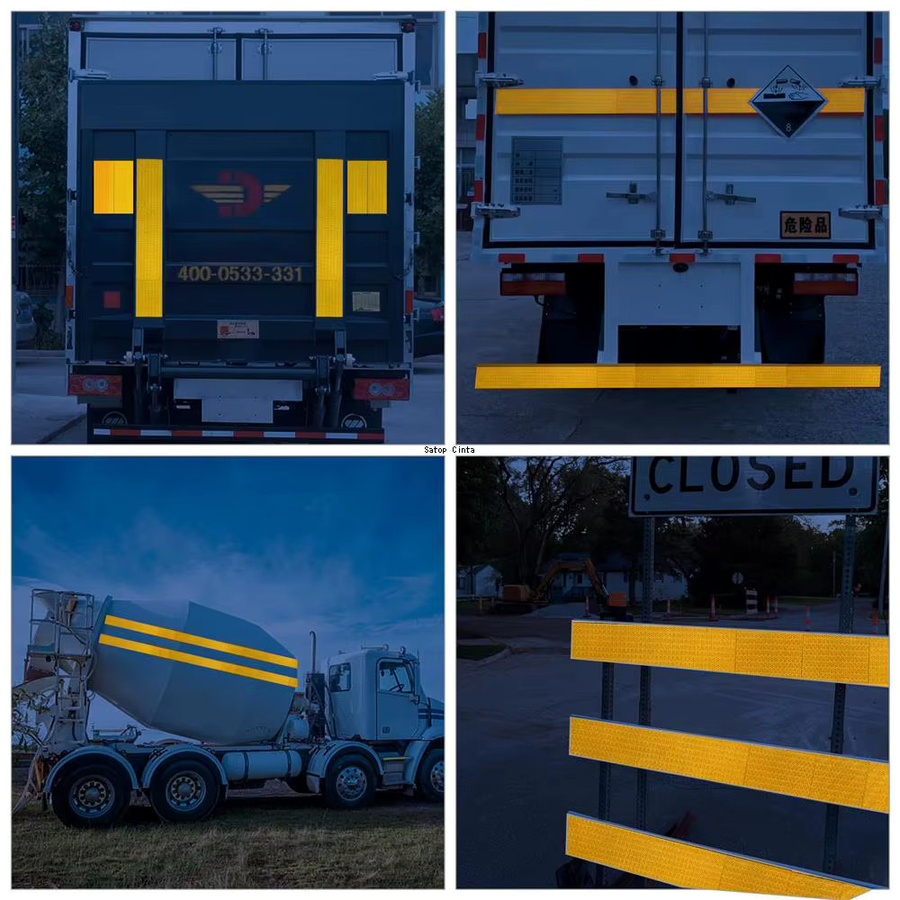 Satop Cinta Reflektierendes Auto Band in Gelb, Selbstklebender Warnaufkleber für Lkw, Fahrzeug und Fahrrad, Breite: 20 cm, Länge: 5 m - Bild 4
