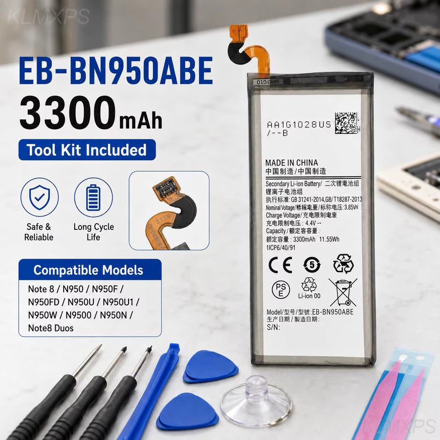 Samsung Galaxy Note 8 Akku EB-BN950ABA EB-BN950ABE mit Werkzeug, 3300 mAh, Schwarz - Bild 5
