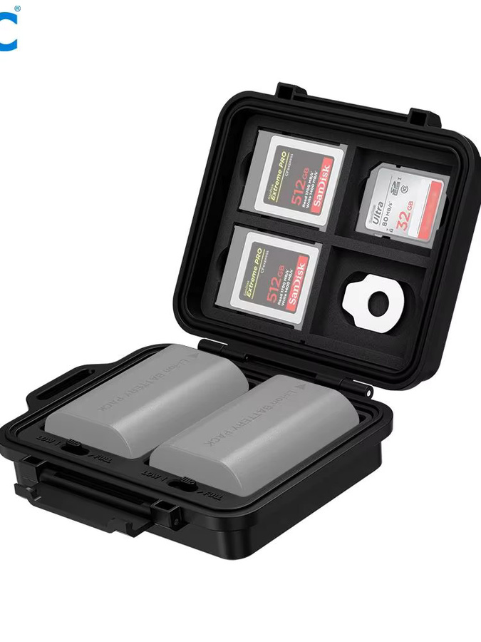JJC JBC-K2CBS Aufbewahrungskoffer in Schwarz für 3 SD-Karten, 4 CFe B-Karten und 2 Akkus wie Fujifilm NP-W235 oder Nikon EN-EL15 - Bild 7