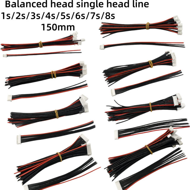 ZHOUCHEN Lipo-Akku Ausgleichsladekabel Set, 10 Stück, 22 AWG Silikondraht, Länge: 15 cm, Schwarz - Bild 1