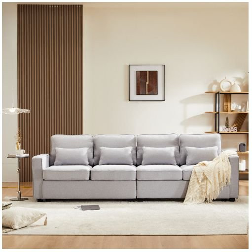 MUVOE 4-Sitzer Sofa in minimalistischem Design mit Stoffbezug und Armlehnen mit Stauraum - Bild 1