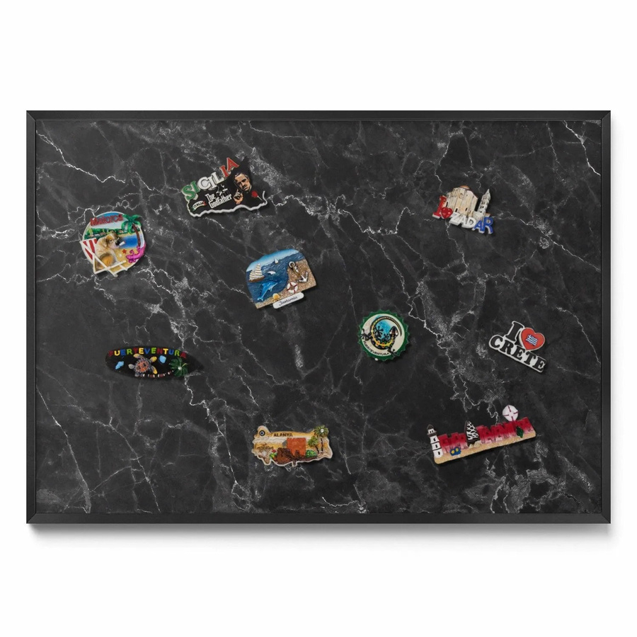 Tulup Magnettafel aus Metall in Schwarz mit Marmor-Design, B: 100 cm, H: 70 cm - Bild 2