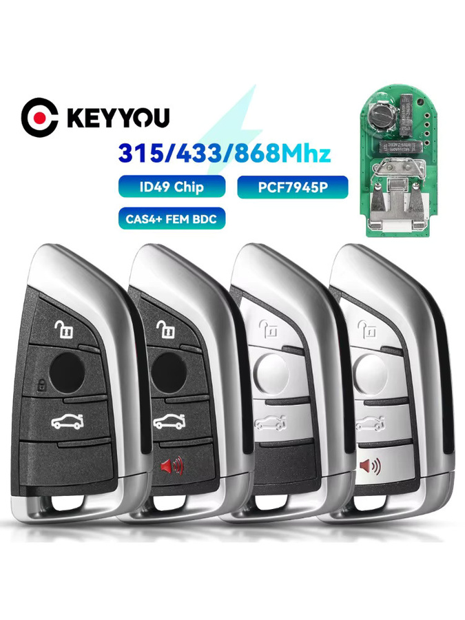 KEYYOU Ersatzfernbedienung mit 3/4 Tasten für BMW F Serie, FEM, CAS4, 5er, 7er, X5 und X6 (2014+) mit 315/433/868 MHz, ID49 PCF7945 Keyless Entry Fob - Bild 3