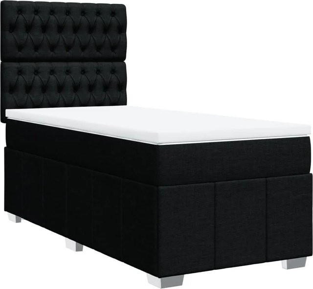 vidaXL Boxspringbett Hybrid mit Matratze und Taschenfederkern, Schwarz, B/T: 90 x 200 cm - Bild 1