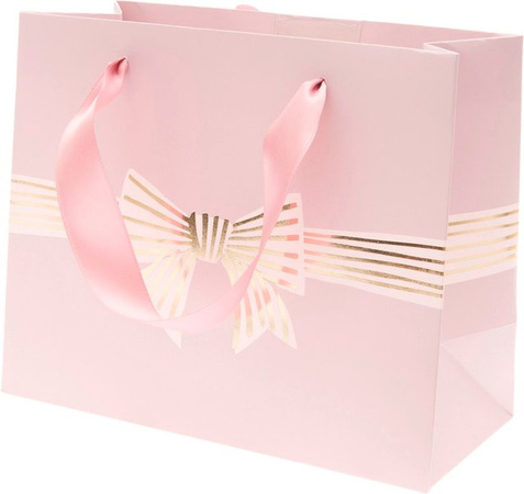 Rico Design Geschenktüte mit Schleife in Rosa aus Papier, B/H: 10,0 x 22,0 cm