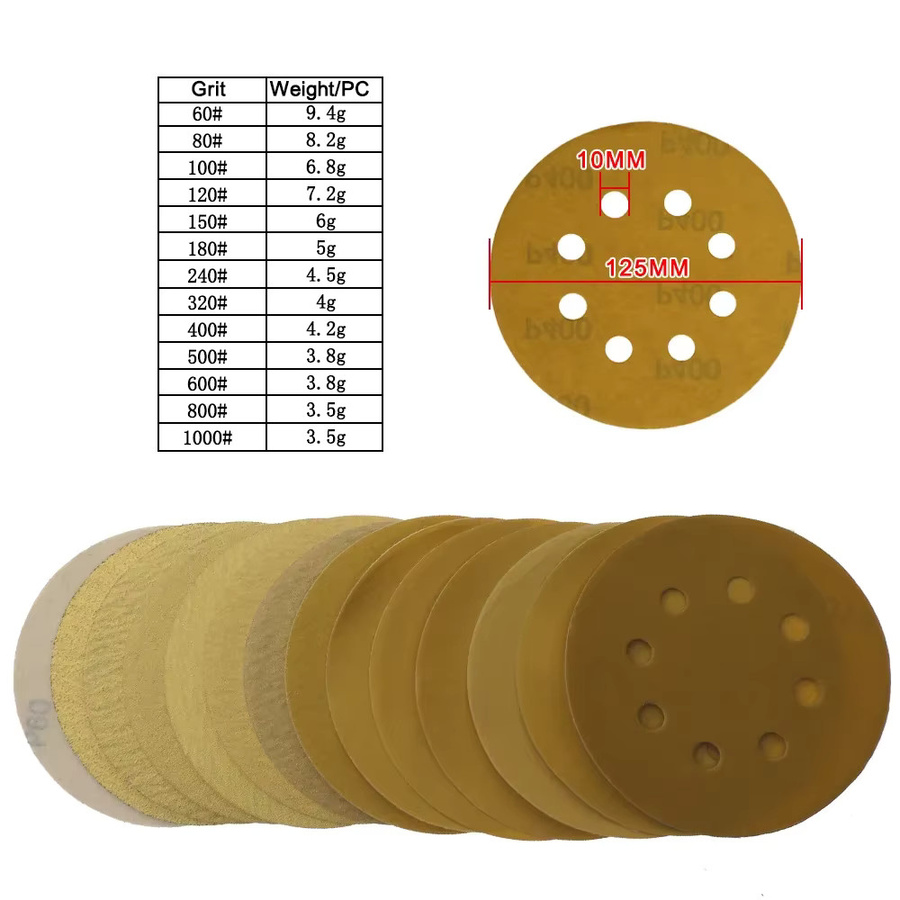 VIBRATITE Schleifscheiben Set aus Aluminiumoxid mit 8 Löchern, 20 Stück, 5 Zoll, Körnung 40 bis 1000, für Metall und Holz - Bild 2
