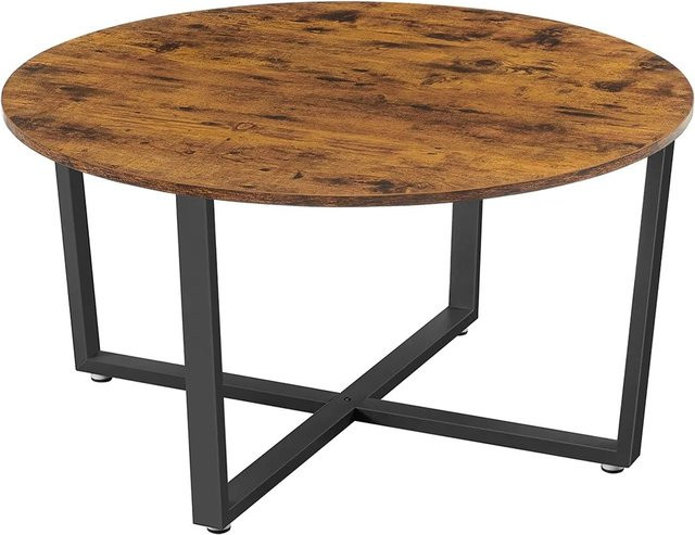 Vasagle Couchtisch rund in Braun-Schwarz aus technischem Holz und Eisen, Durchmesser: 88 cm, Höhe: 47 cm - Bild 1
