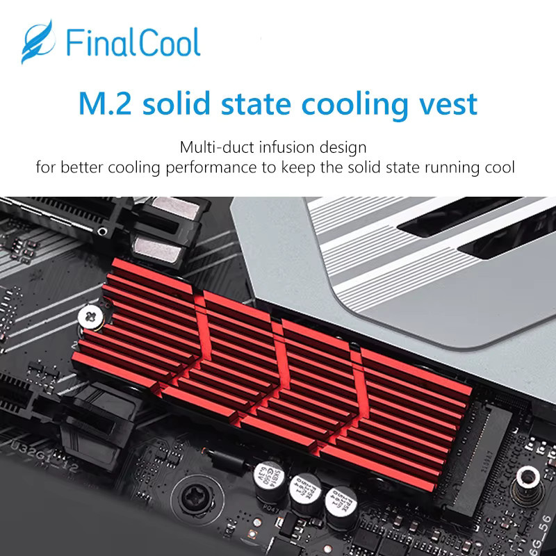 Aluminium M.2 NVMe SSD Kühlkörper für PCIe 2280 Festplatten mit Silikon-Wärmekissen in Schwarz für PC und PS5 - Bild 4
