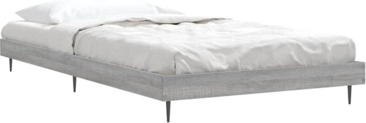 Vidaxl Einzelbett Bettgestell aus Holzwerkstoff in Grau, B/T/H: 90 x 200 cm - Bild 1