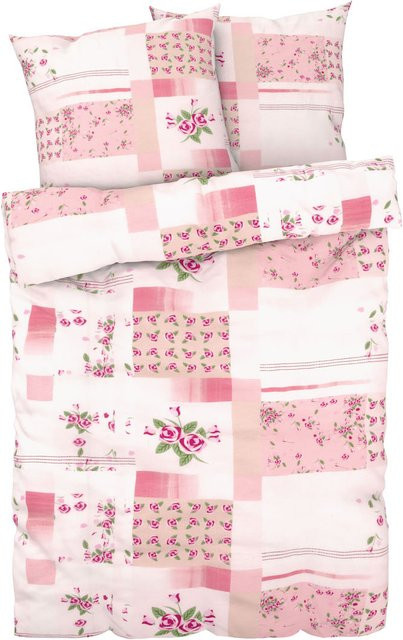 LIVARNO HOME Seersucker-Bettwäsche aus Bio-Baumwolle mit Blumenmuster in Pink, B/H: 200 x 220 cm - Bild 1