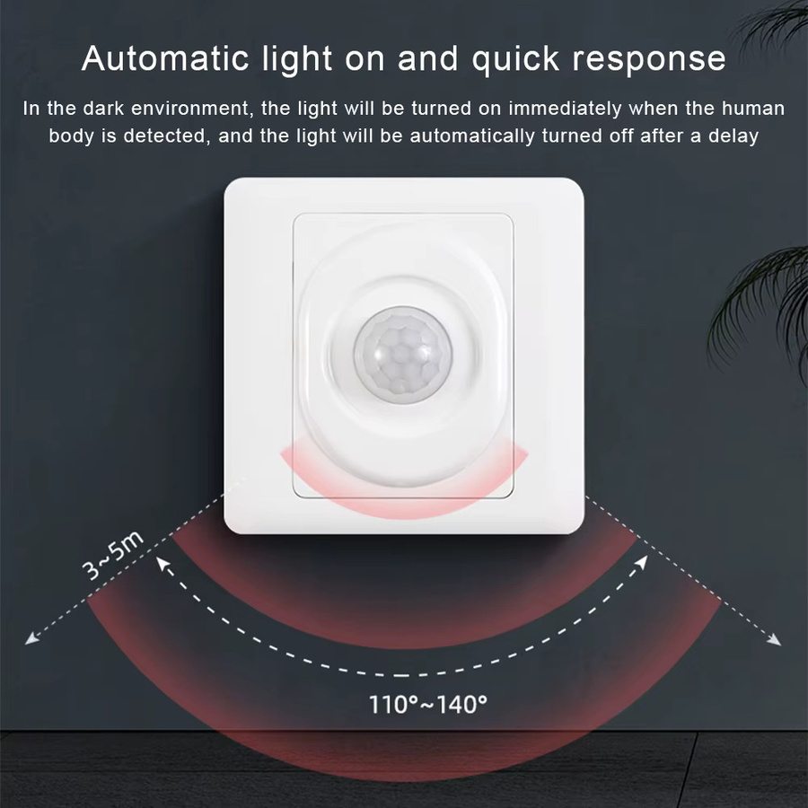 Intelligenter LED Infrarot Bewegungsmelder mit PIR-Sensor und Zeitverzögerung für Korridor und Treppe, Weiß - Bild 4