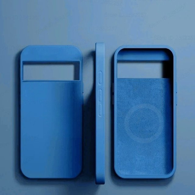 Original Flüssigsilikon Candy Color Wireless Charging Case für Google Pixel 10, 9 Pro XL, 8, 7, 6A/Pro in Grau und Blau mit Silky Touch und stoßfester Abdeckung - Bild 1