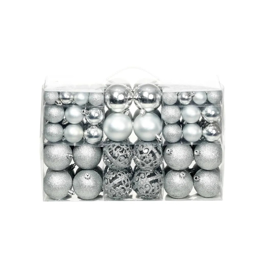 furnicato 100-teiliges Weihnachtskugel-Set in Silber mit den Größen 3 cm, 4 cm und 6 cm - Bild 2