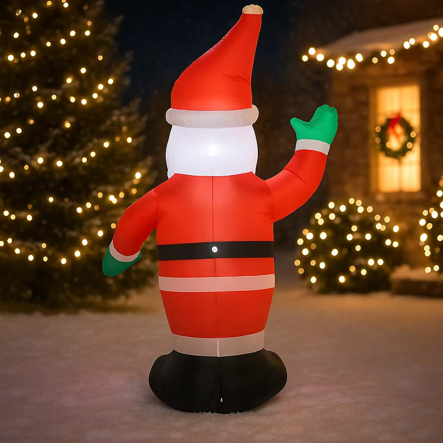 TONGHUANIU Aufblasbarer Weihnachtsmann mit LED-Licht, bunte Weihnachtsdekoration für Garten und Hof, Höhe: 240 cm - Bild 3