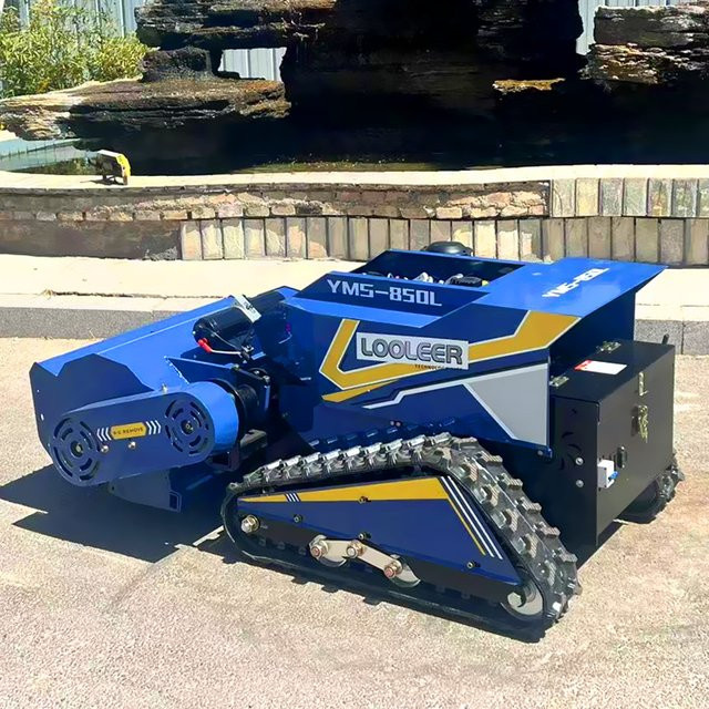 AIWEIYA Fernbedienungs-Rasenmäher Roboter mit Gummi-Tracks für Benzin- und Dieselmotoren in Blau - Bild 1
