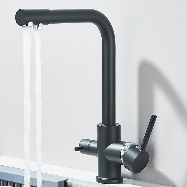 Quyanre Küchenarmatur mit Trinkwasserfilter in Chrom, Spültischarmatur für Warm- und Kaltwasser - Bild 1