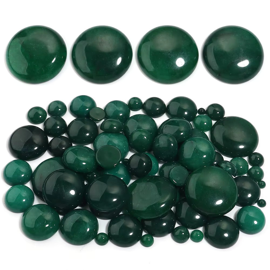 Naturstein grüner Jade-Cabochon, rund, Flatback, DIY-Schmuckherstellung - Bild 3